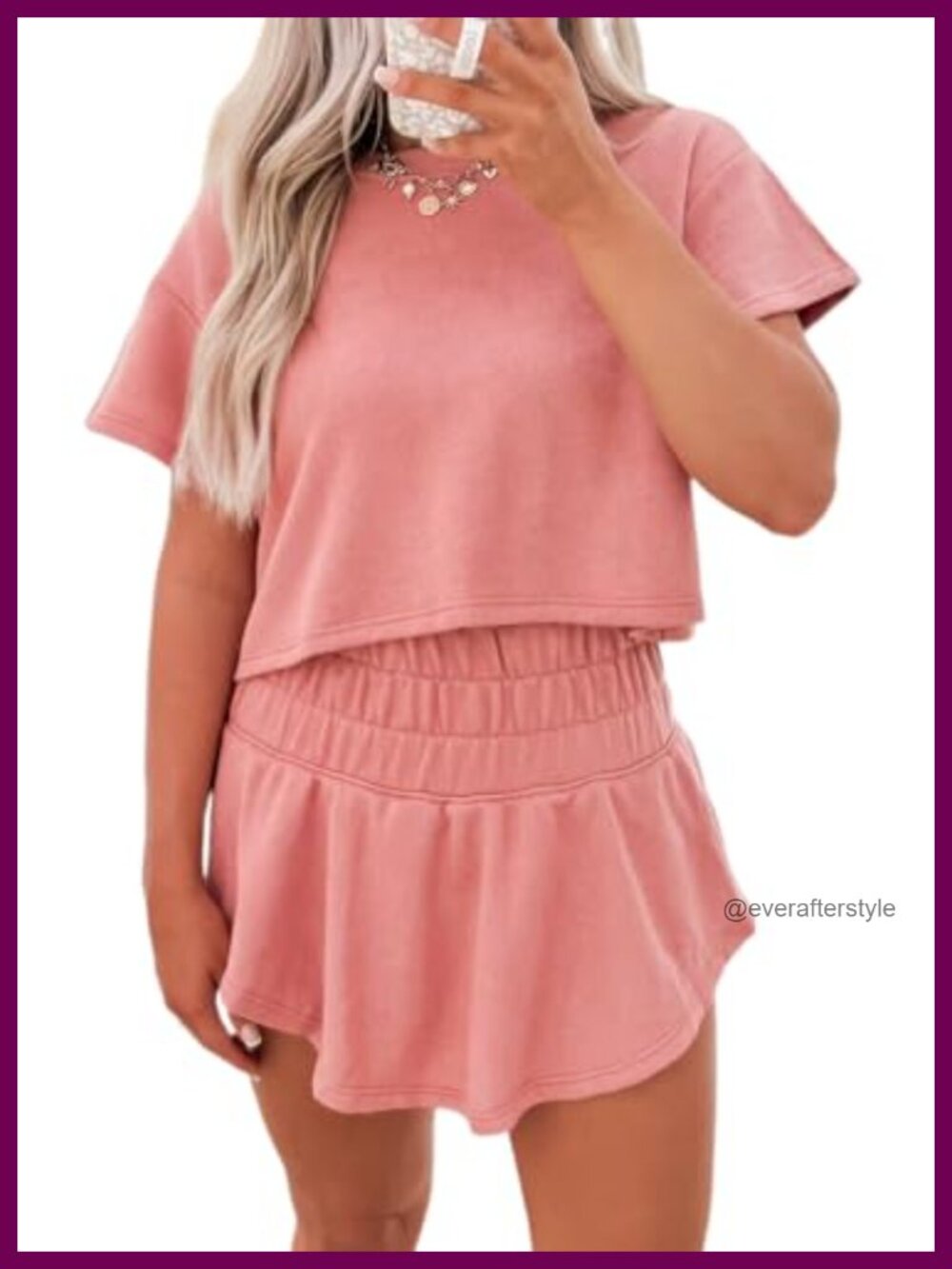 Women's 2 Piece Skort Set Cropped Tee Casual Lounge Outfit with Pockets